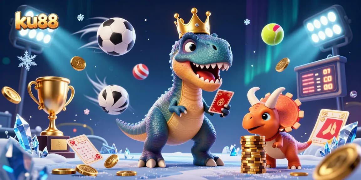ku88 celebrates friendly casino fun with vibrant 3D characters and dynamic sports elements.