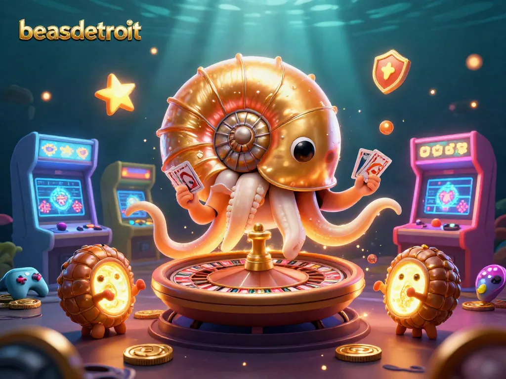 Experience the excitement of beasdetroit with vibrant casino elements and glowing characters.