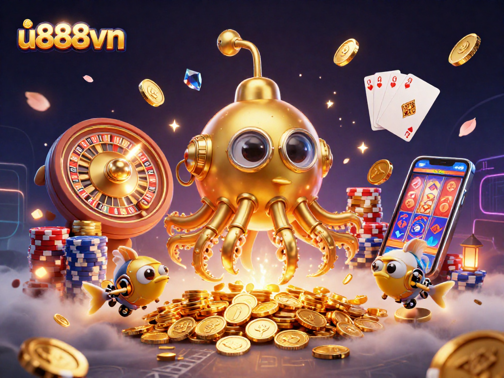 Engage with thrilling games at u888vn, showcasing dynamic scenes of casino excitement.