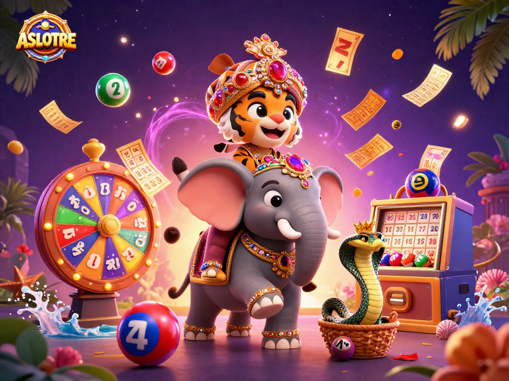 Experience ASLOTRE's excitement with lively lottery scenes and vibrant characters in action.