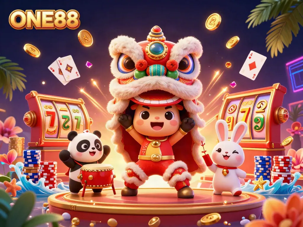 Win big at ONE88 with fun casino games featuring vibrant characters and dynamic elements.