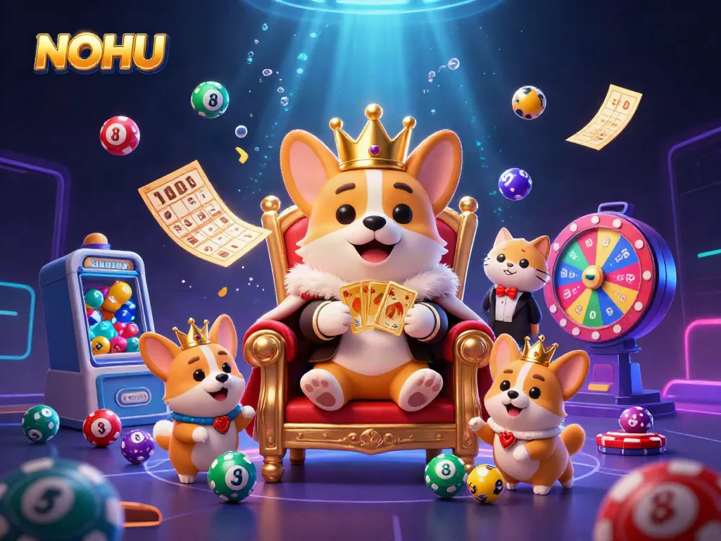 Experience dynamic gaming with NOHU featuring a royal corgi surrounded by casino elements.
