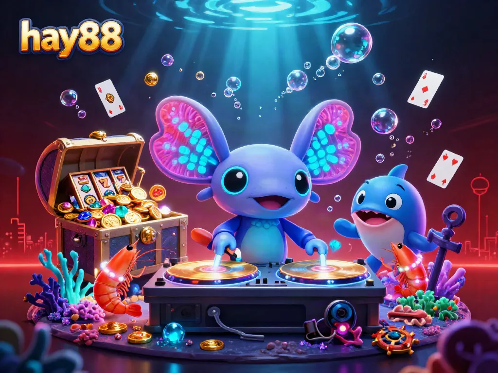 Experience vibrant gaming thrills at hay88 with dynamic characters and explosive treasure in a lively underwater casino scene.