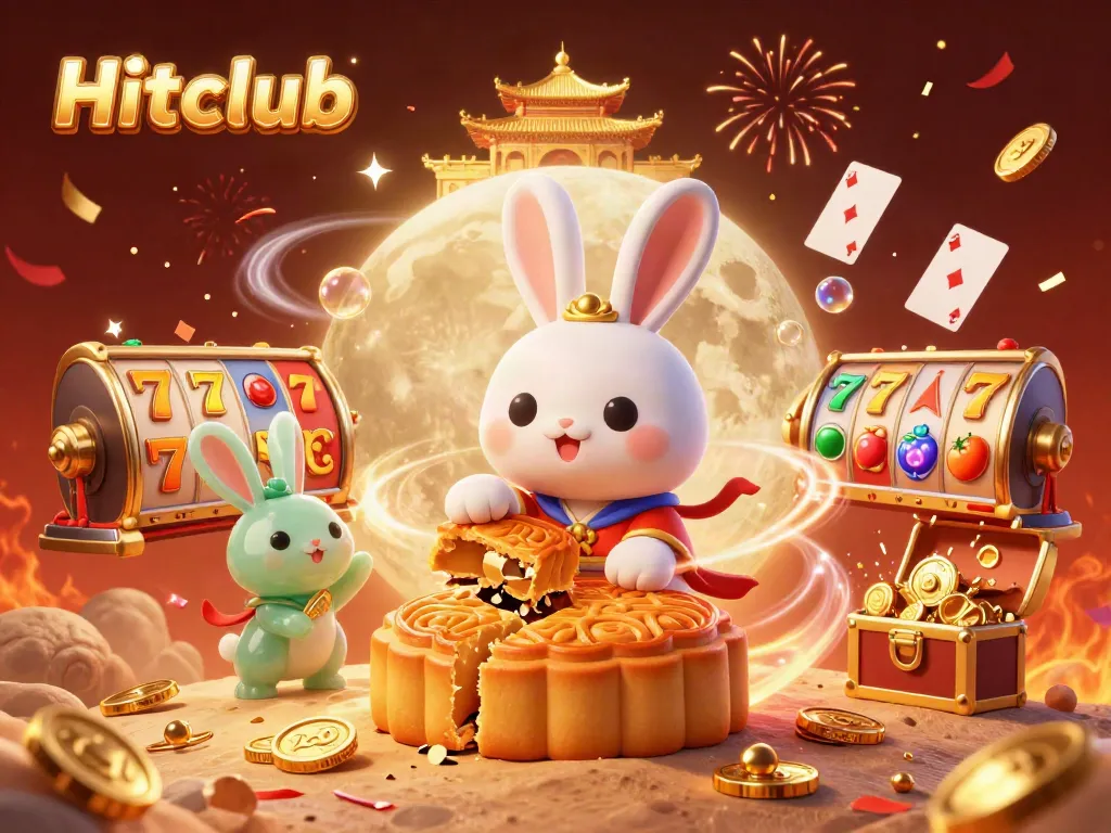 Experience the excitement of Hitclub casino games featuring dynamic slot reels and festive elements.