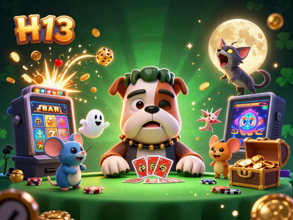 Experience exciting casino action with H 13 featuring vibrant characters and jackpot elements.