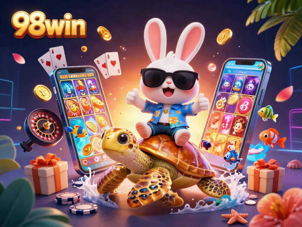 Elevate your gaming experience with 98win's enticing slots and vibrant visuals, featuring lucky characters.