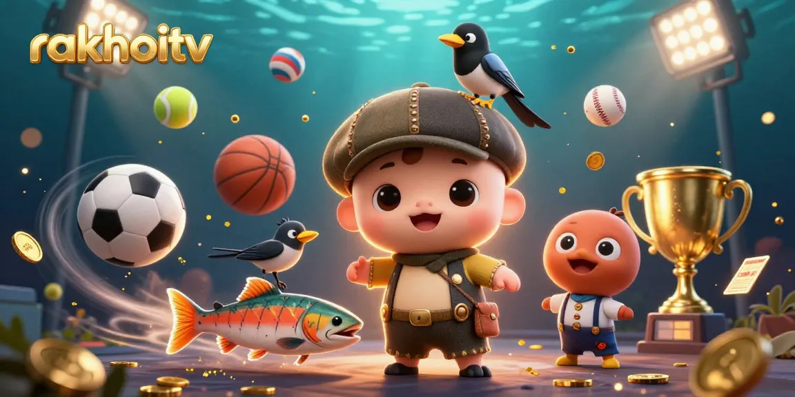 Experience rakhoitv's thrilling sports action with a lively illustration of Nessie and friends showcasing dynamic gambling elements.